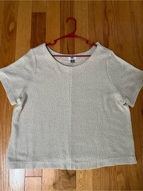 Old Navy Cream Short Sleeve Textured Knit Top